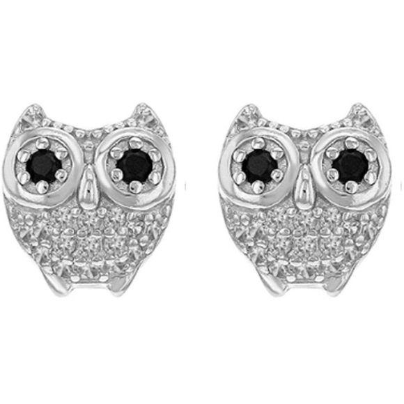 Diamond Owl Earrings - Picture 1 of 3